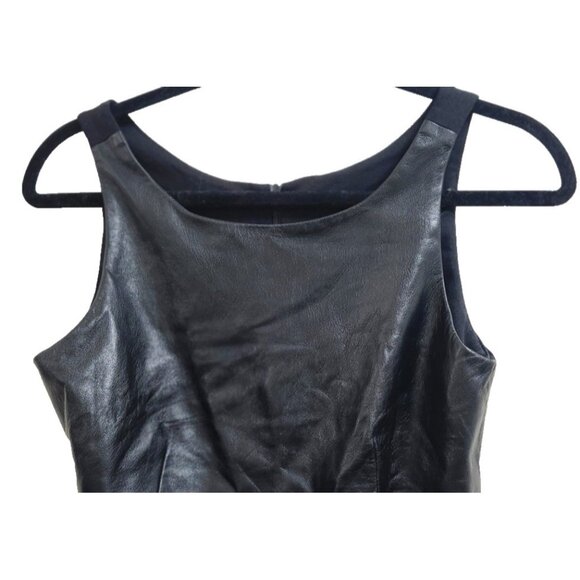 Amanda Uprichard Black Leather Peplum Top Women’s S Sleeveless Zip Back - Picture 8 of 13